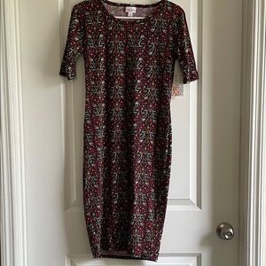 2for$20 LuLaRoe Julia Dress Burgundy Floral pencil dress bodycon NWT